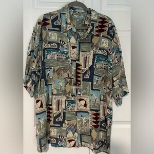Men's Campia Golf Themed Short Sleeved Button Down Shirt